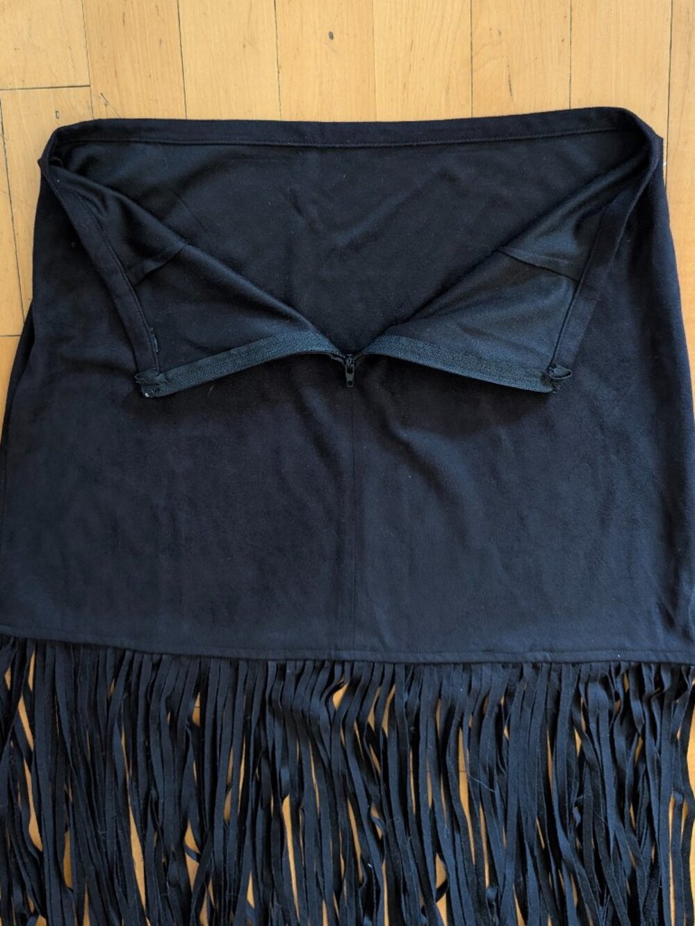 Faux Suede Black Fringe Maxi Skirt - Picture 7 of 7